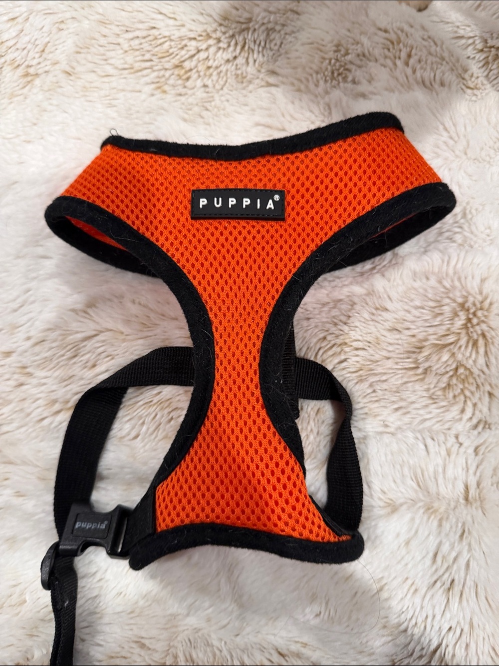 Puppia Orange Mesh Comfort Dog Harness with Black Trim